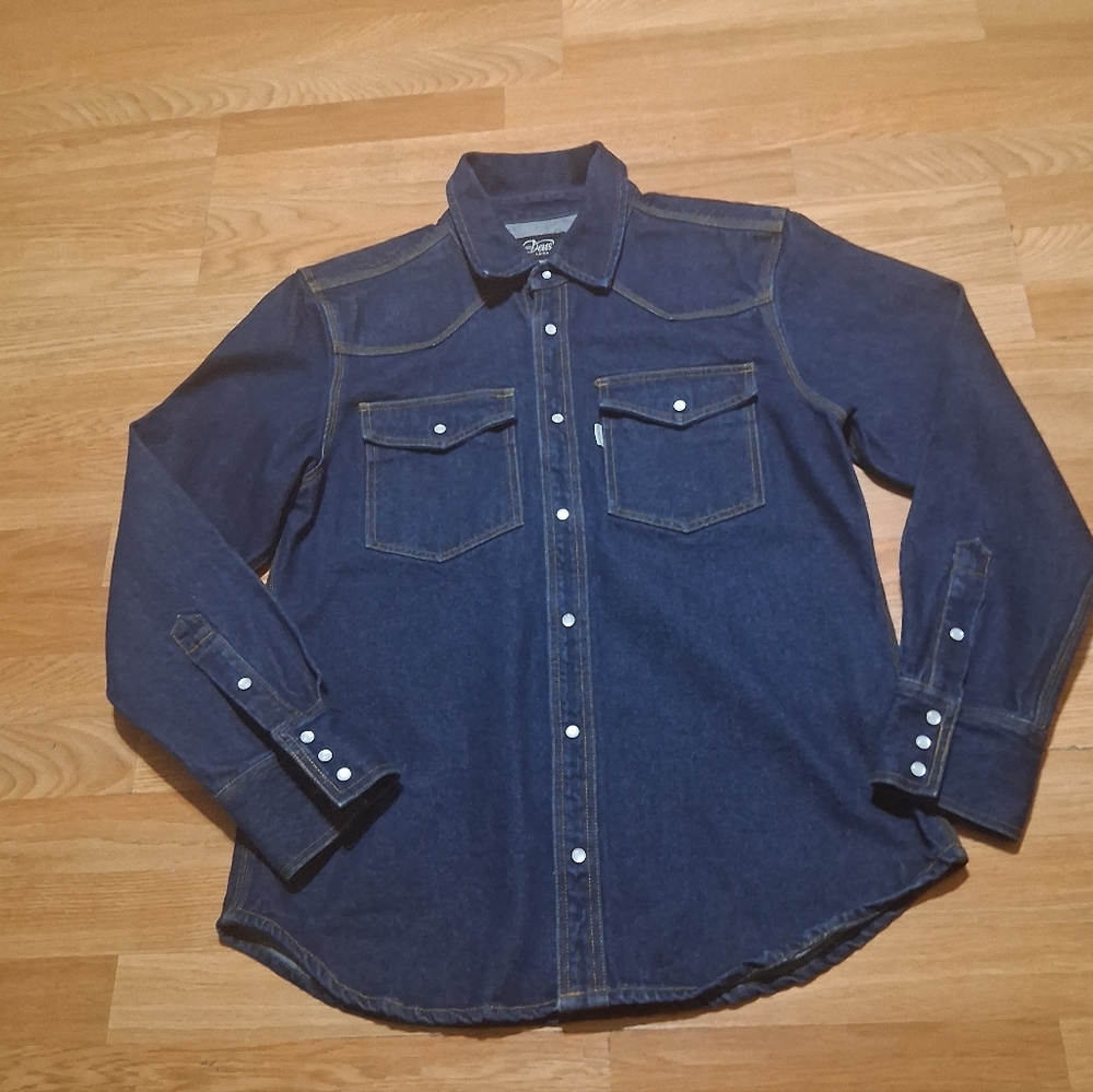 Men's Dark Indigo Denim Western Shirt - Long Sleeve